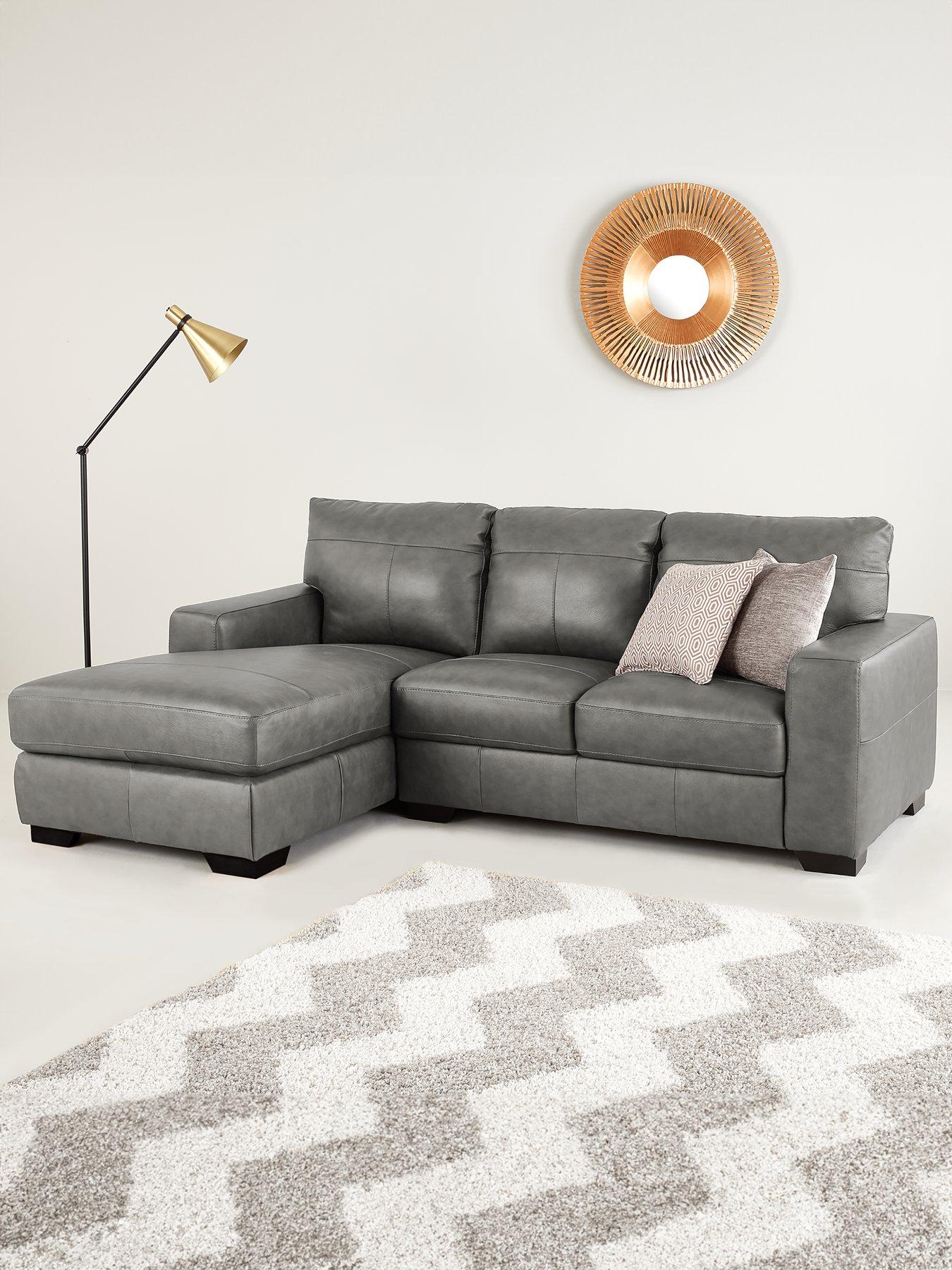 Very Home Hampshire Italian Leather Left Hand 3 Seater Chaise - FSC® Certified
