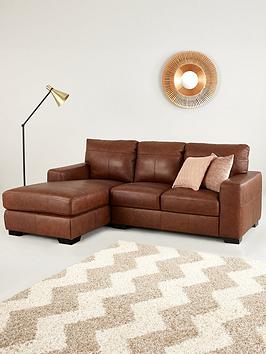 Product photograph of Very Home Hampshire 3 Seater Left Hand Premium Leather Corner Chaise Sofa from very.co.uk