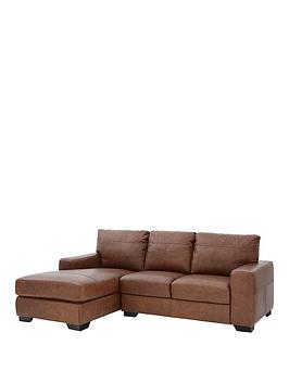 Product photograph of Hampshire 3 Seater Left Hand Premium Leather Corner Chaise Sofa from very.co.uk