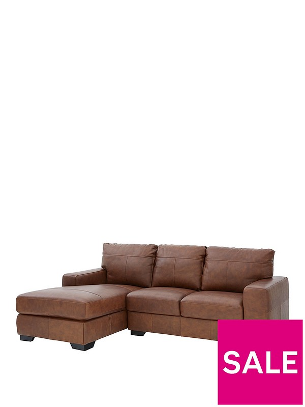 Hampshire 3 Seater Left Hand Premium, Compact Leather Corner Sofa