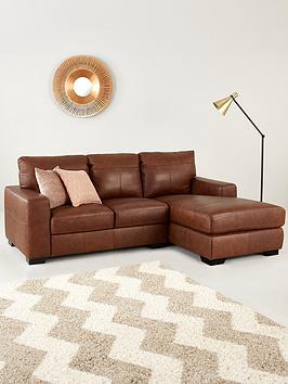 Product photograph of Very Home Hampshire 3 Seater Right Hand Premium Leather Corner Chaise Sofa from very.co.uk