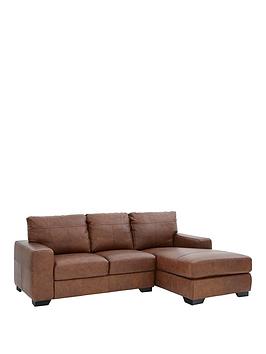 Product photograph of Hampshire 3 Seater Right Hand Premium Leather Corner Chaise Sofa from very.co.uk