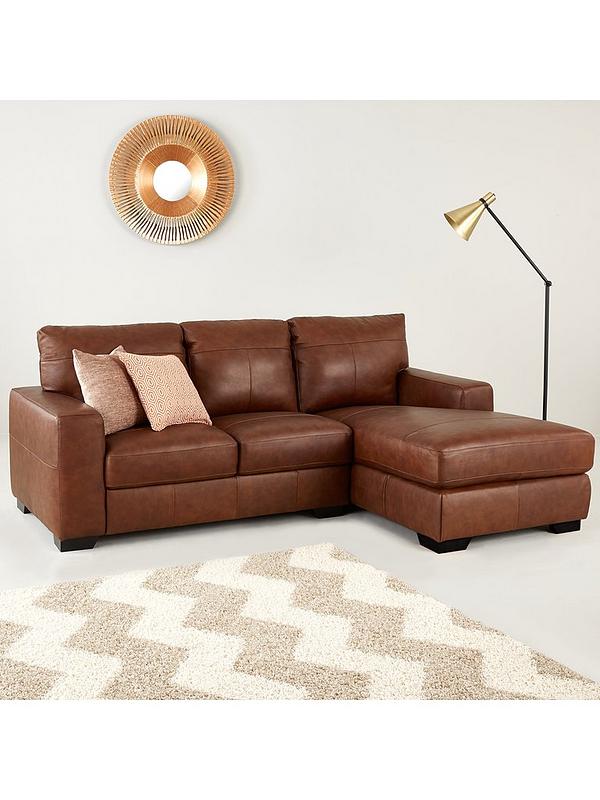 Hampshire 3 Seater Right Hand Premium, Leather Chaise Sofa