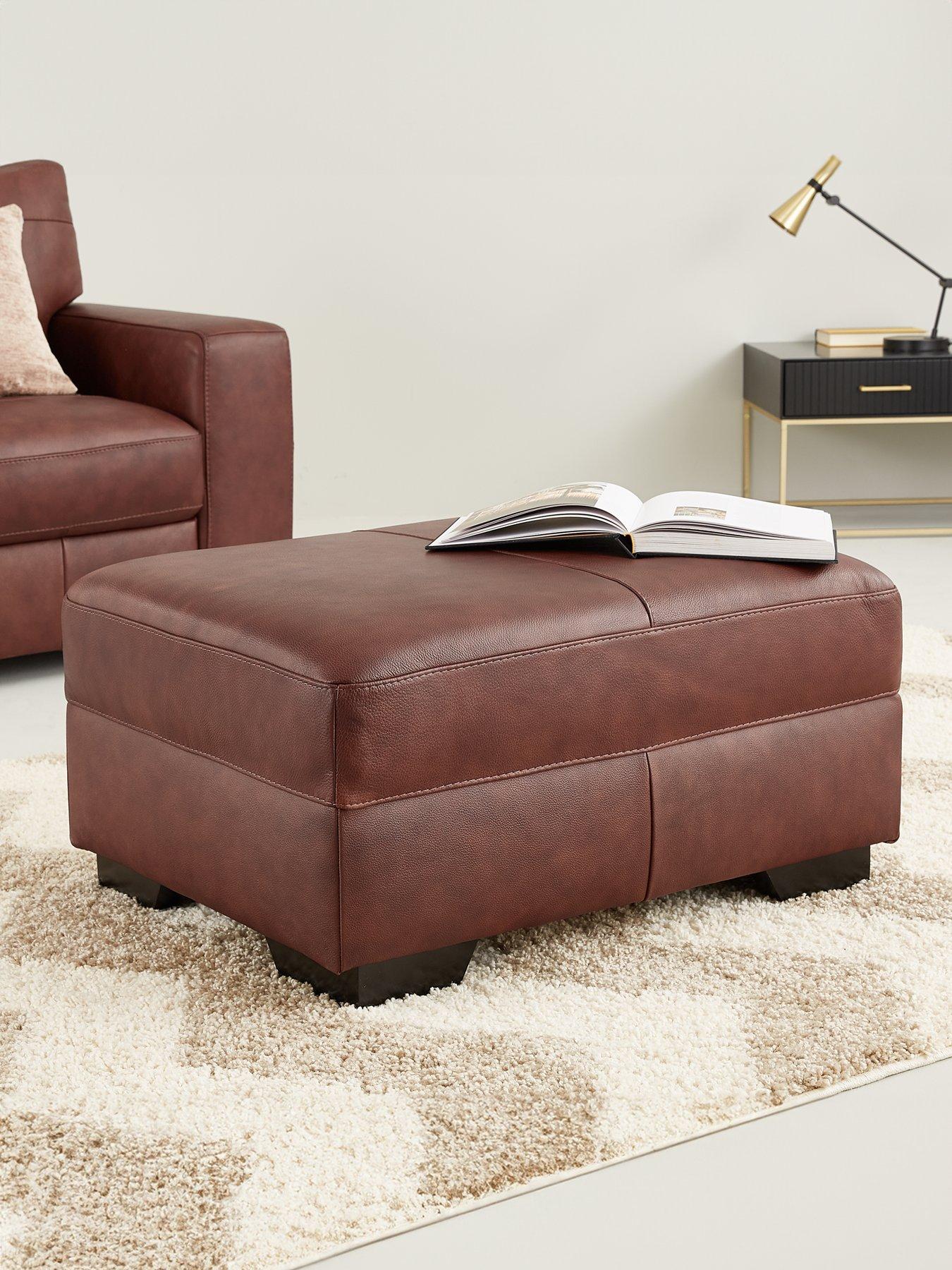 The Very Collection Hampshire Italian Leather Footstool - FSC® Certified