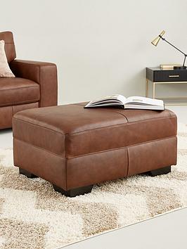 Product photograph of Very Home Hampshire Premium Leather Footstool from very.co.uk
