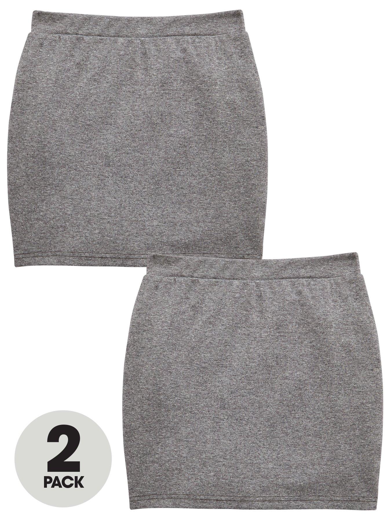 Girls 2 Pack Tube School Skirt - Grey 