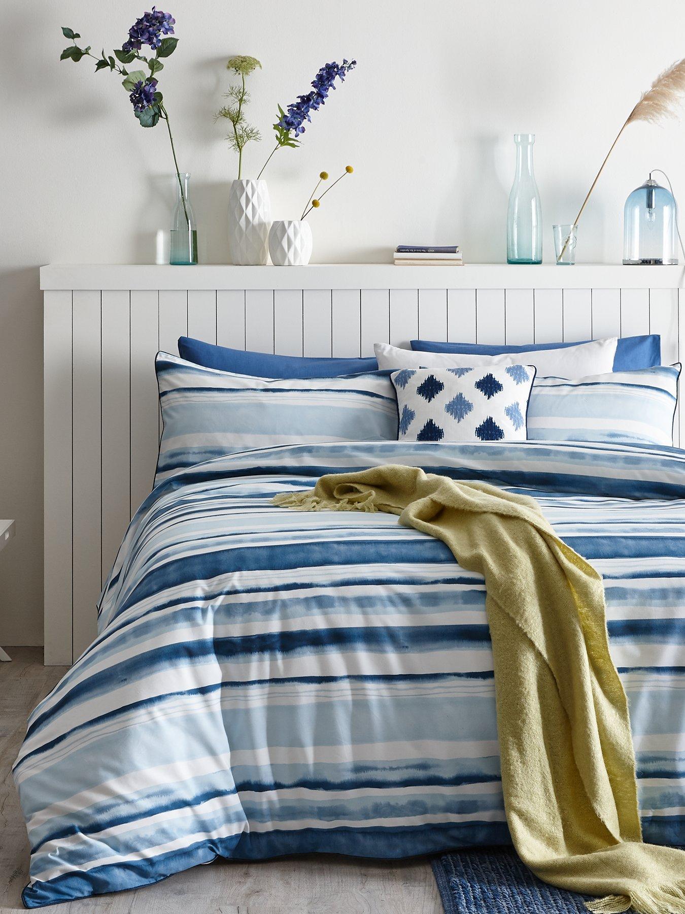 Ideal Home Watercolour Stripe Cotton Rich Duvet Cover Set Very Co Uk