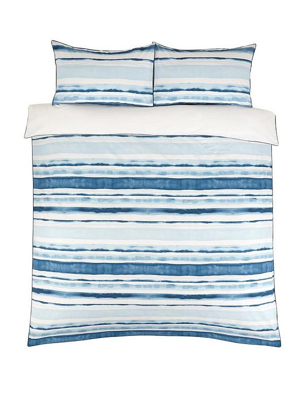 Ideal Home Watercolour Stripe Cotton Rich Duvet Cover Set Very Co Uk