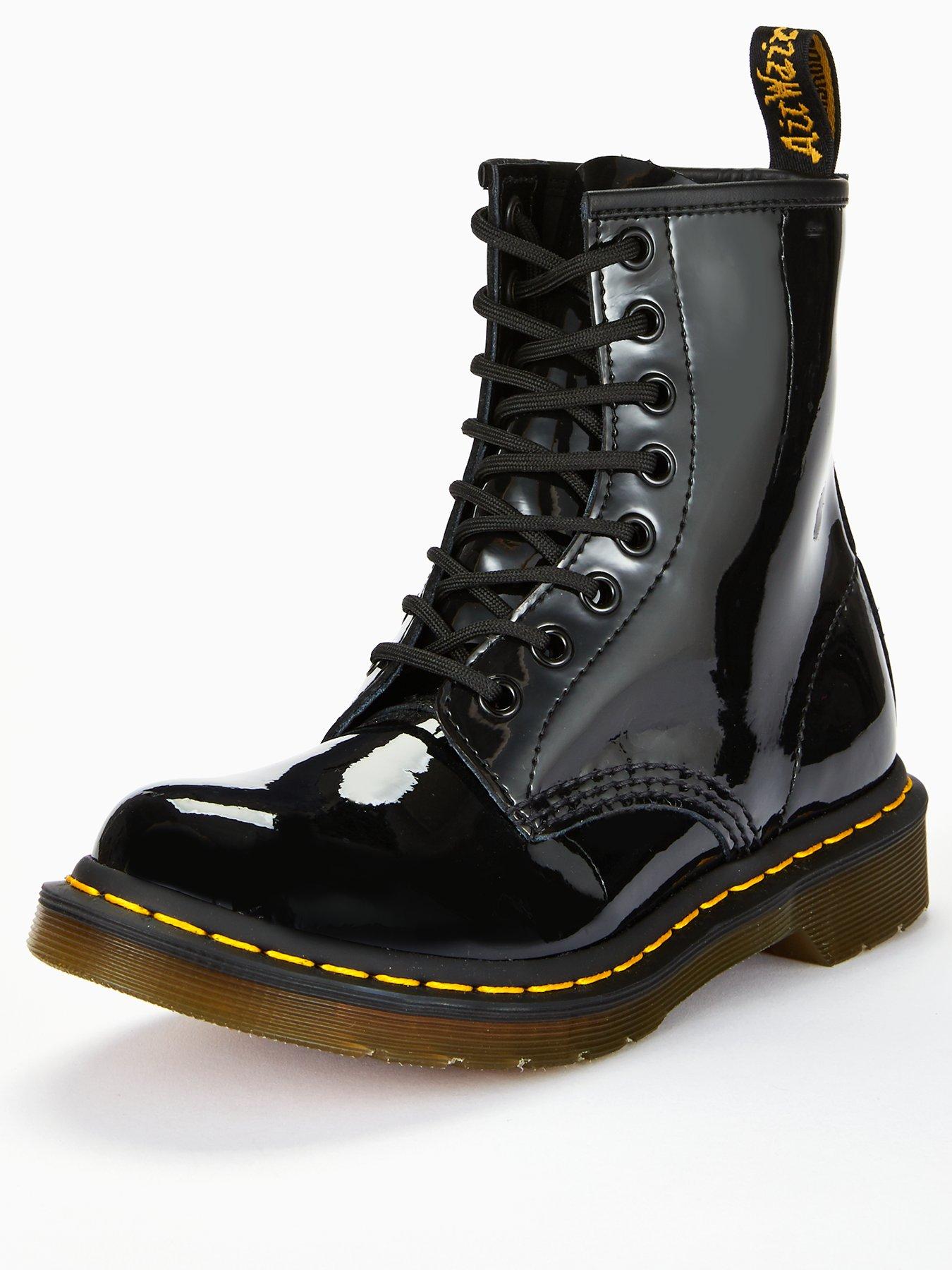 doc martens shiny black boots