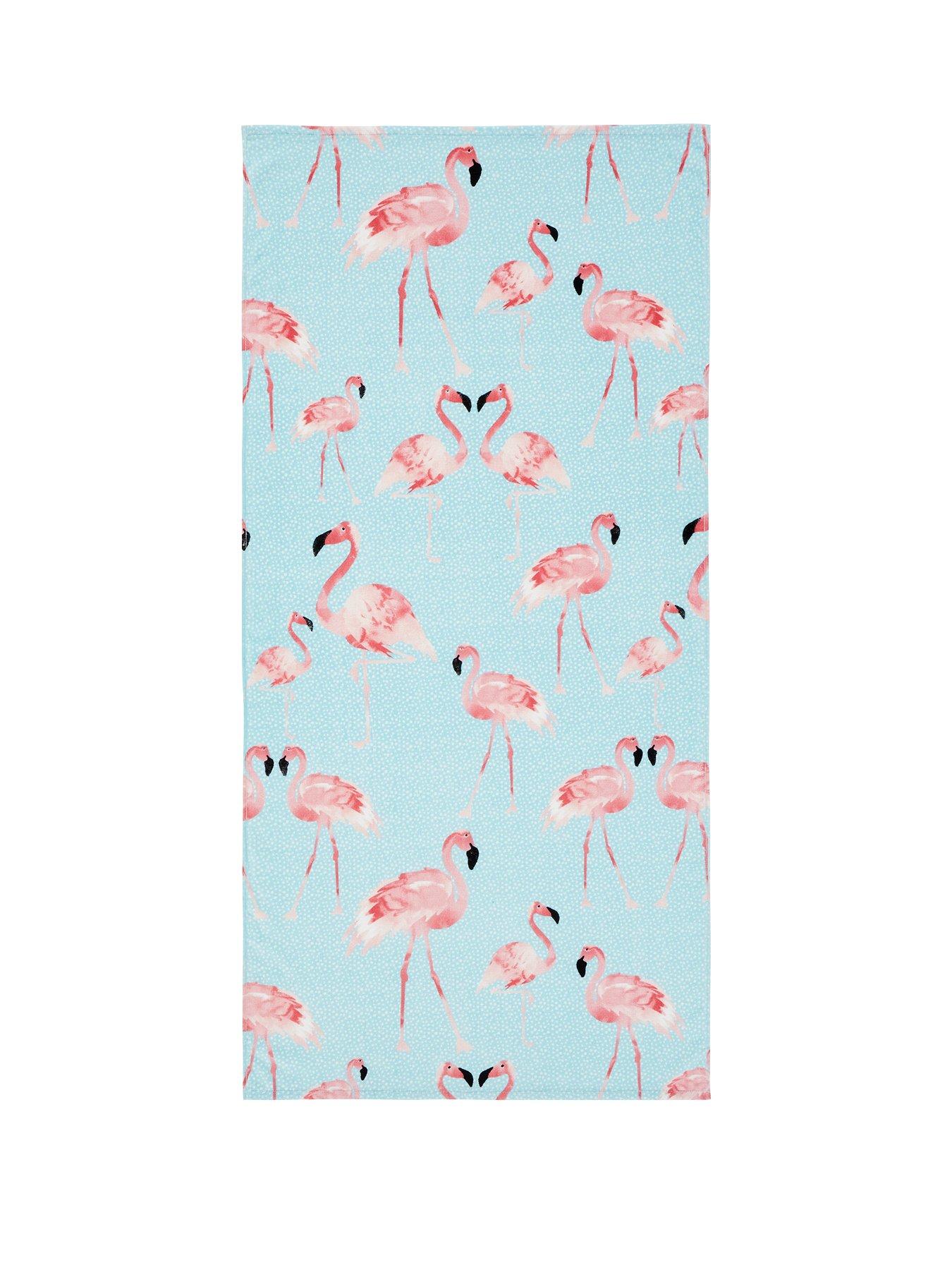 Product photograph of Catherine Lansfield Flamingo Beach Towel from very.co.uk