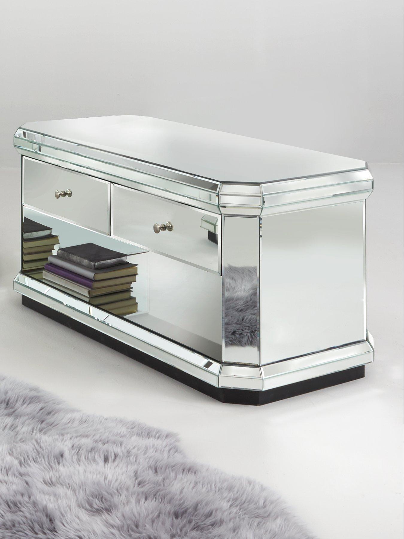 Product photograph of Very Home Plinth Mirrored Ready Assembled Storage Coffee Table from very.co.uk