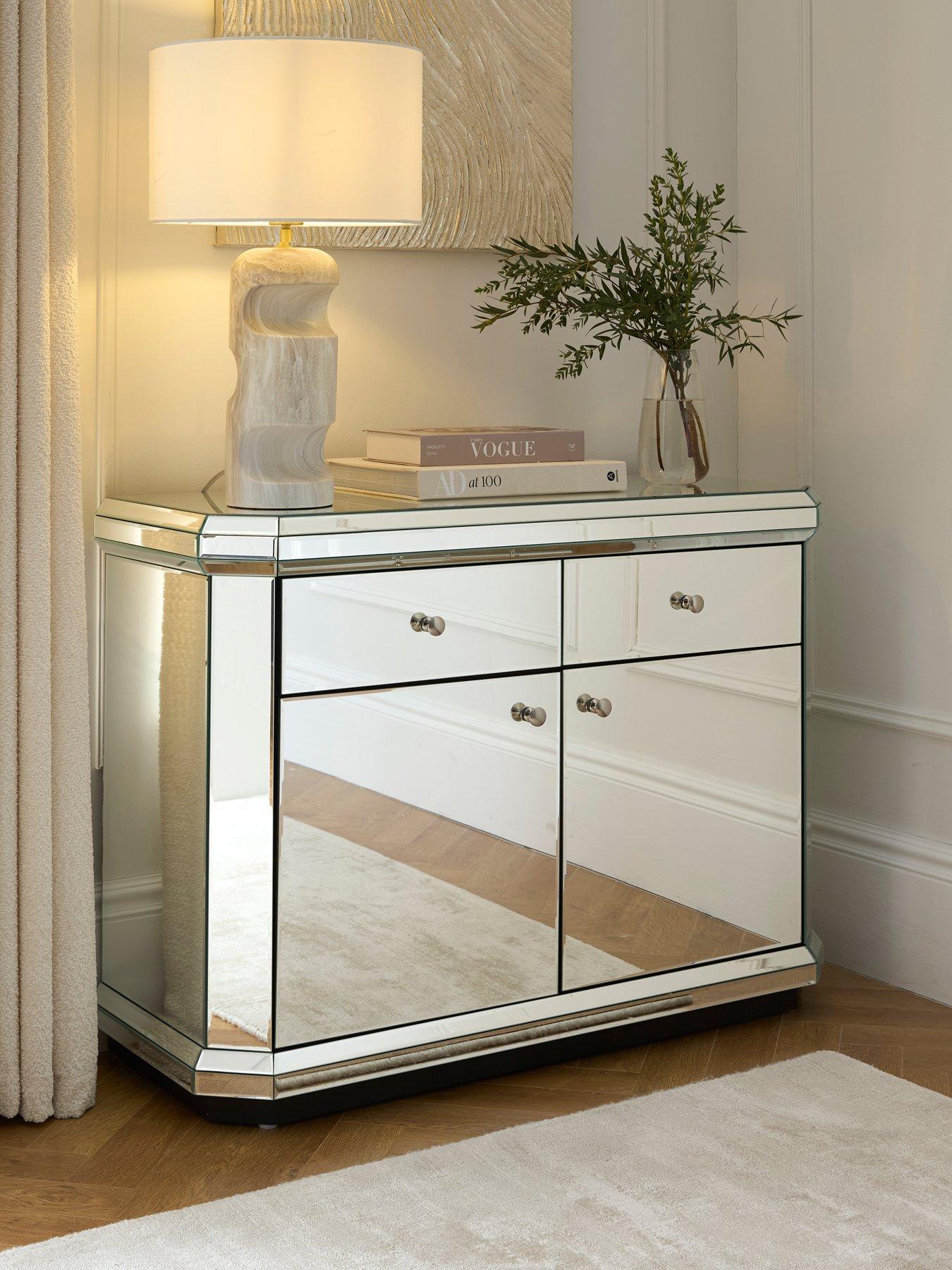 Plinth Mirrored Ready Assembled Compact Sideboard FSC Certified