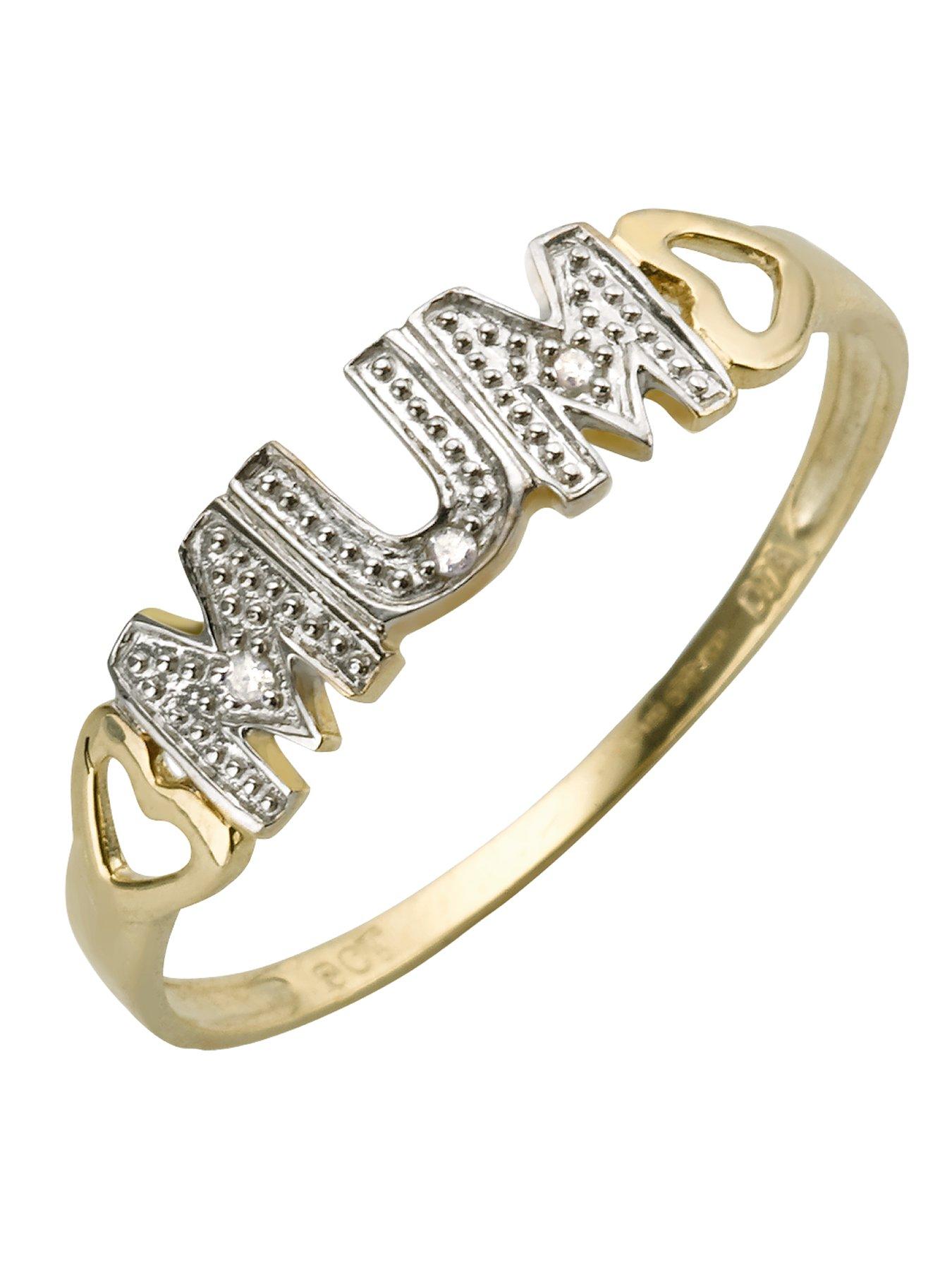 Product photograph of Love Gold 9 Carat Yellow Gold Diamond - Set Mum Ring from very.co.uk