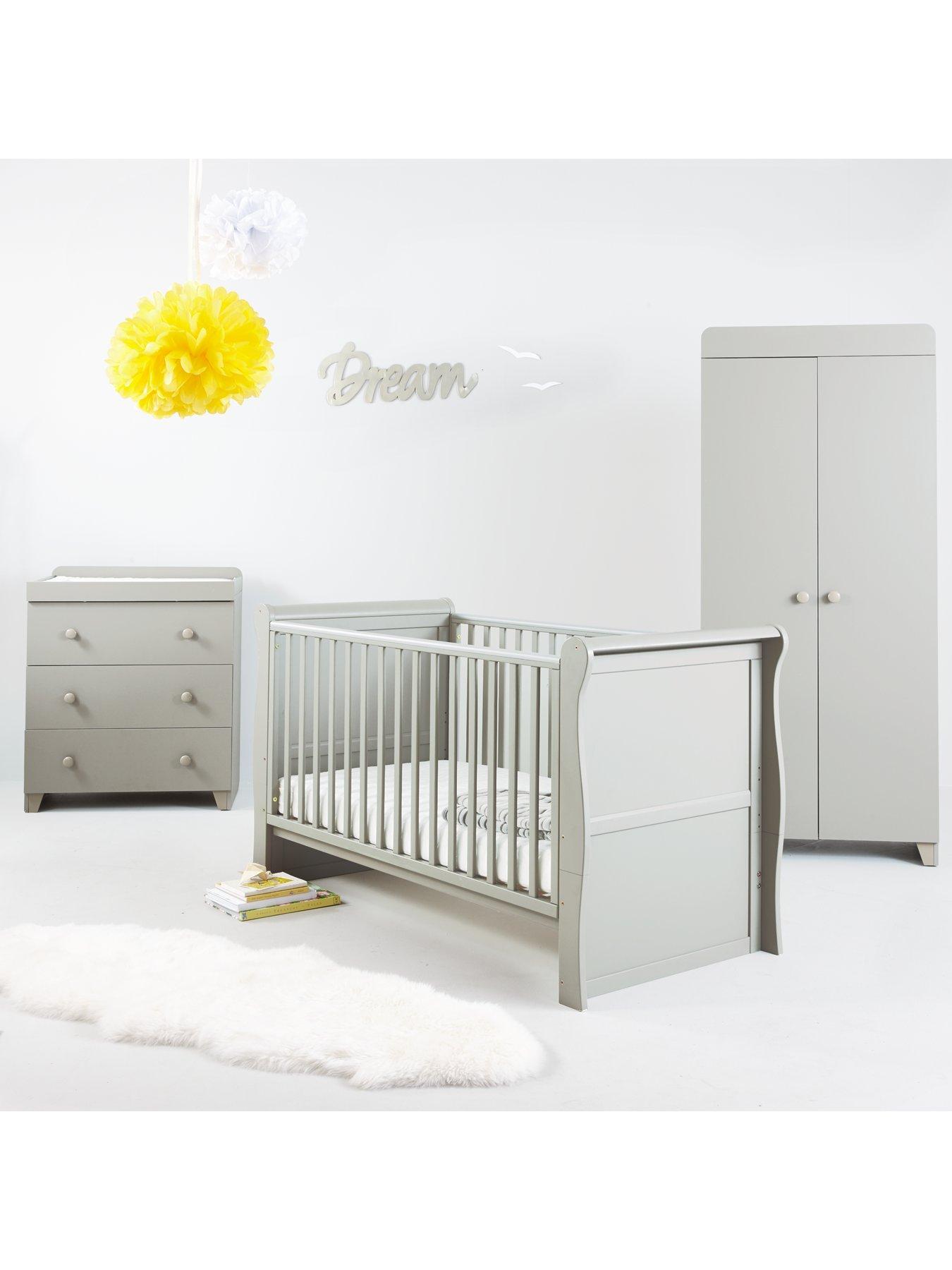 little acorns sleigh cot bed grey