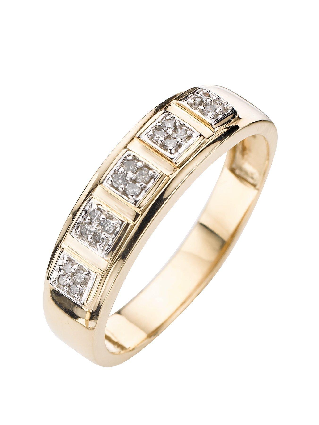 Product photograph of Love Diamond 9 Carat Gold 15 Point Diamond Set Band Ring from very.co.uk