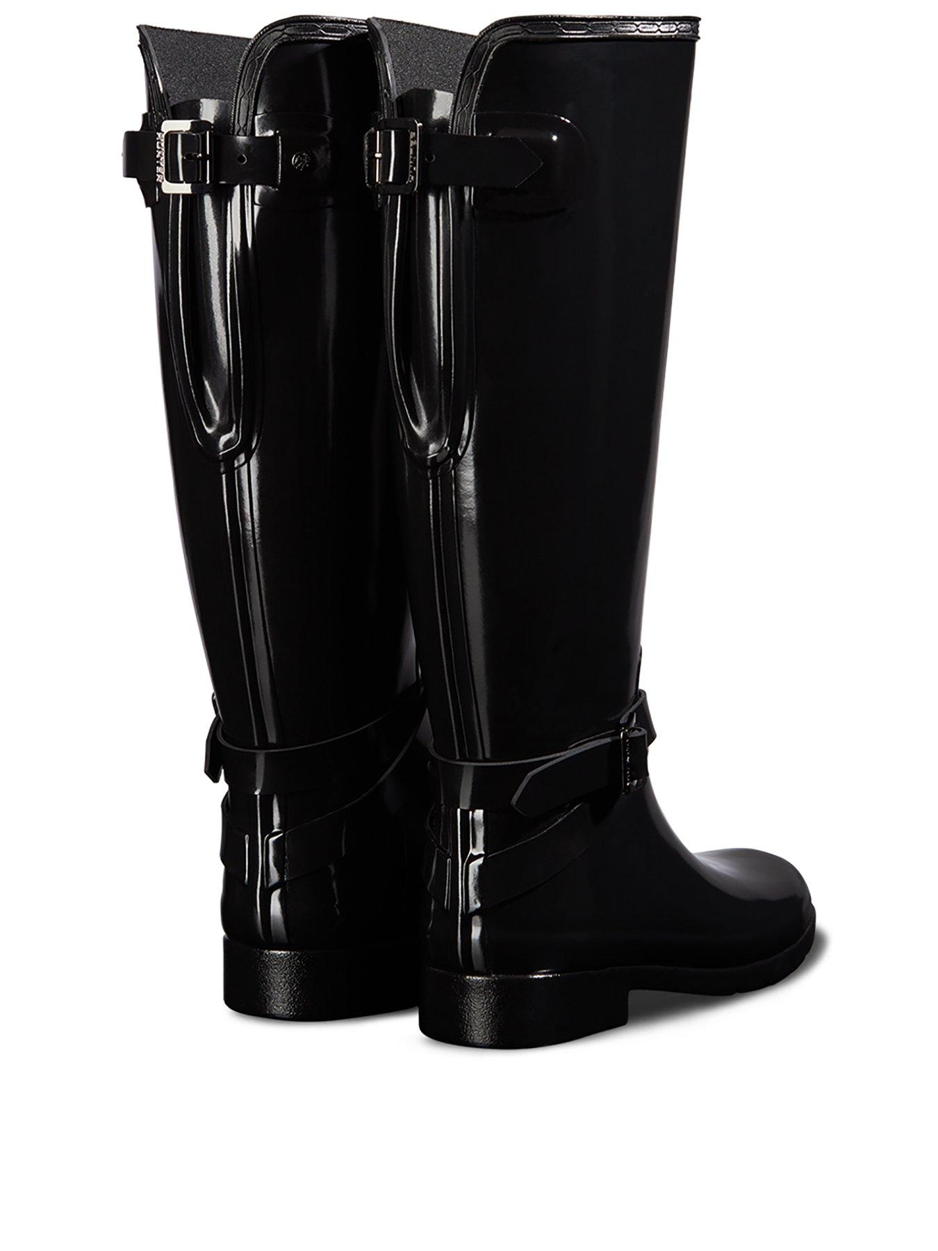 black shiny hunter wellies