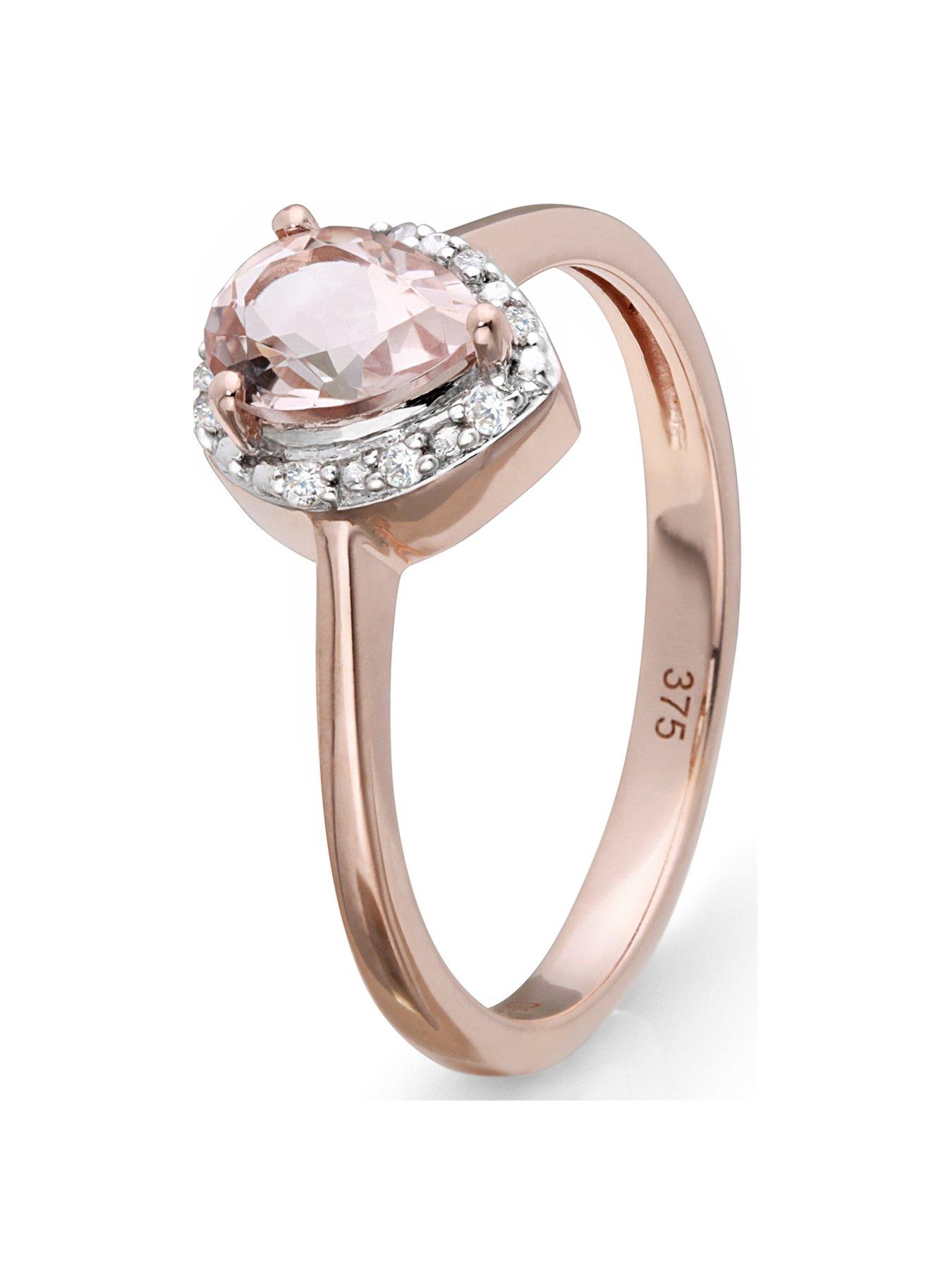 undefined 9ct Rose Gold Morganite And Diamond Ring