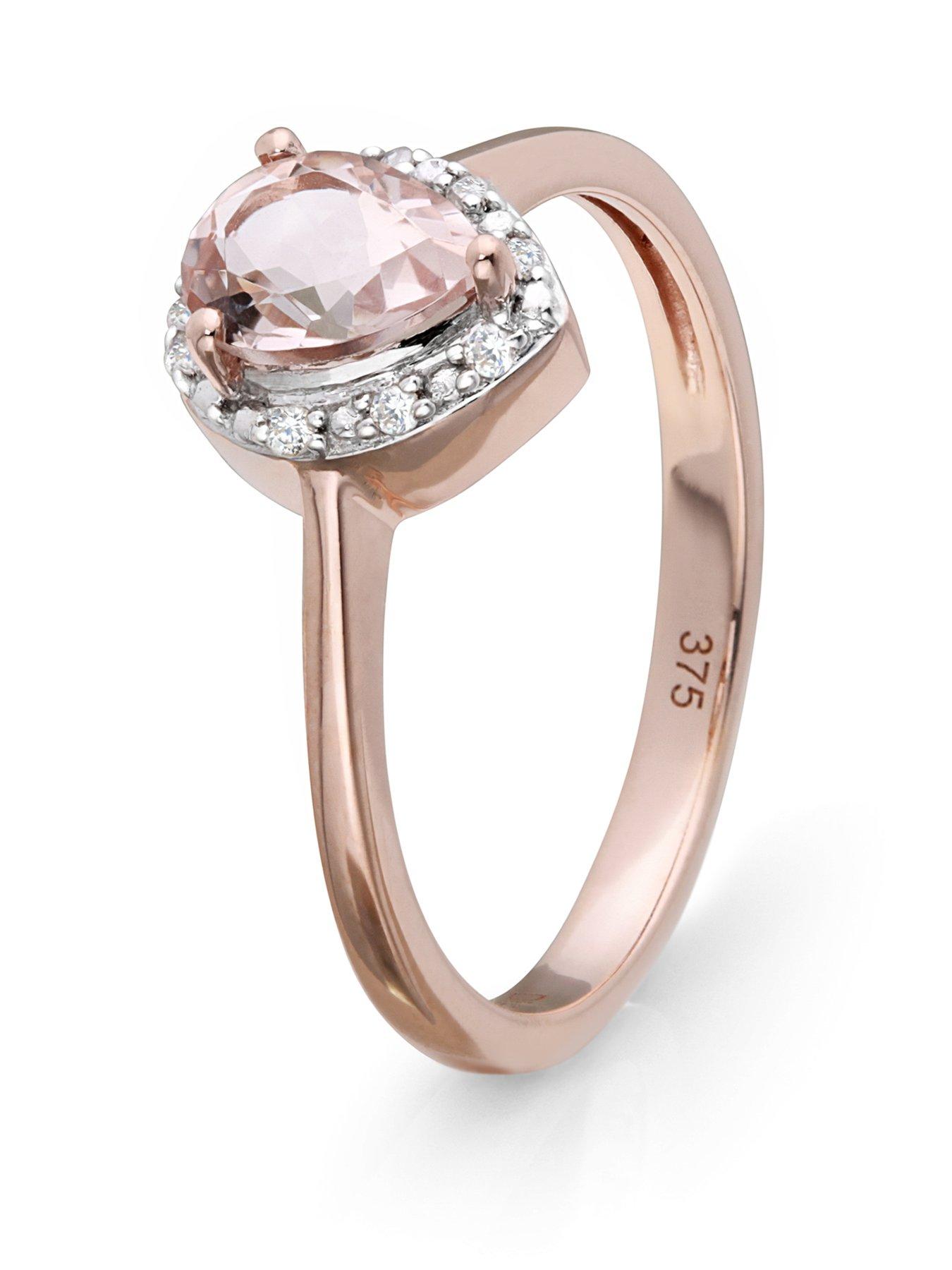 The Love Collection 9ct Rose Gold Morganite And Diamond Ring