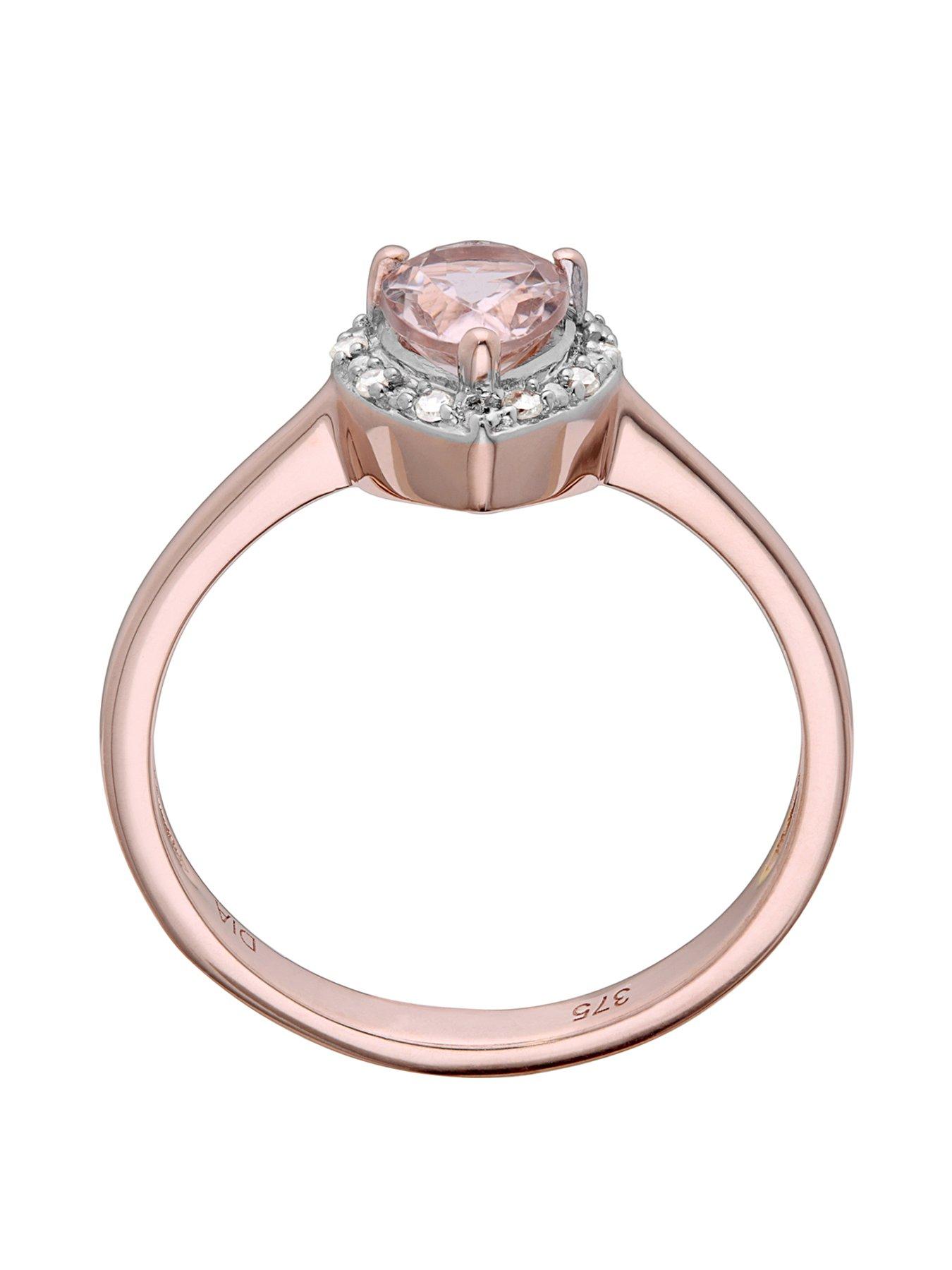 9ct Rose Gold Morganite And Diamond Ring