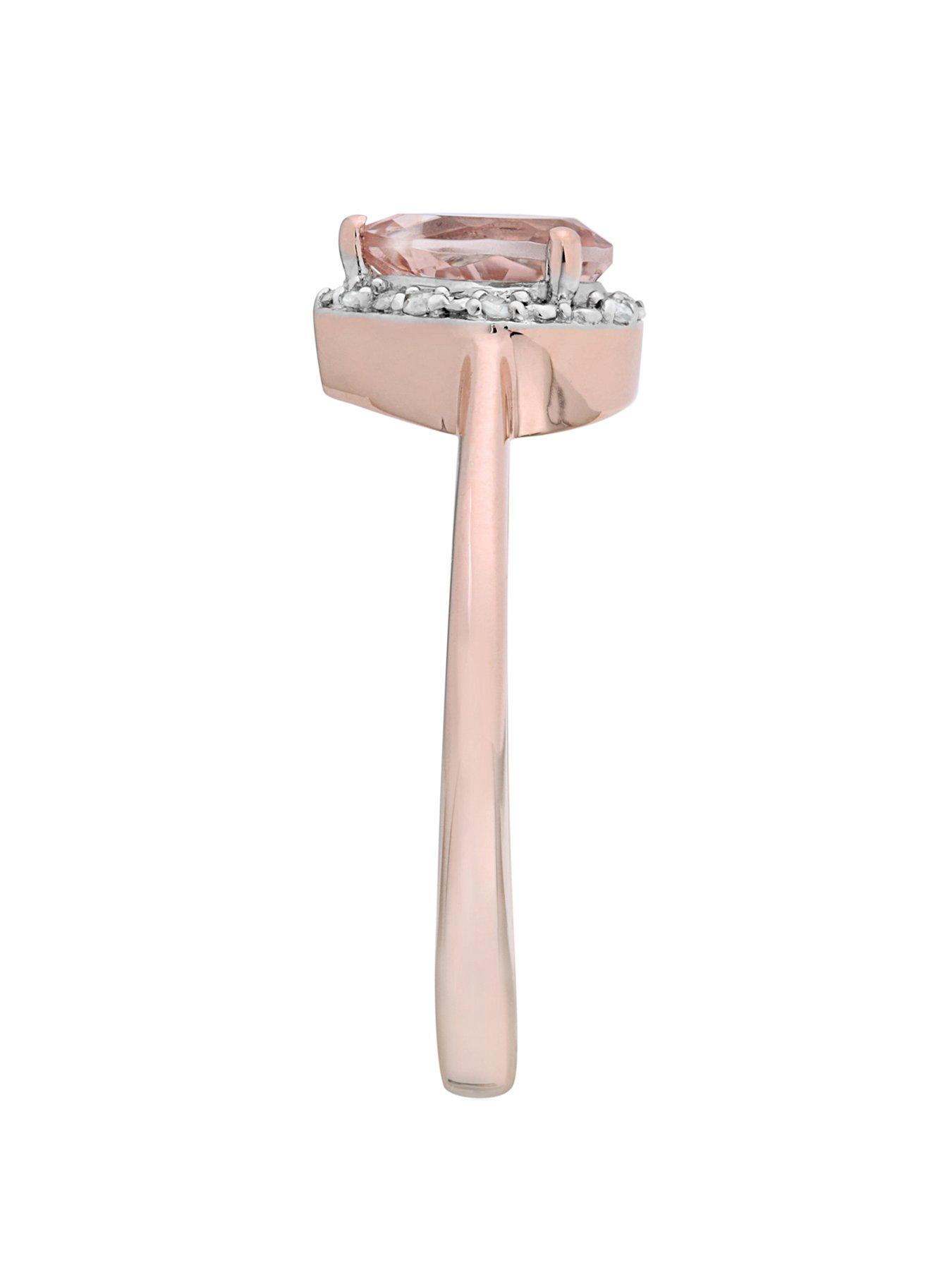 Image 3 of 5 of The Love Collection 9ct Rose Gold Morganite And Diamond Ring