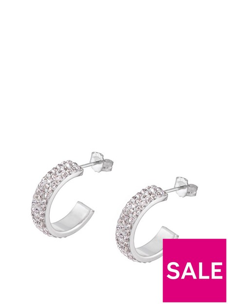 the-love-silver-collection-sterling-silver-crystal-paveacutenbsphalf-hoop-earrings