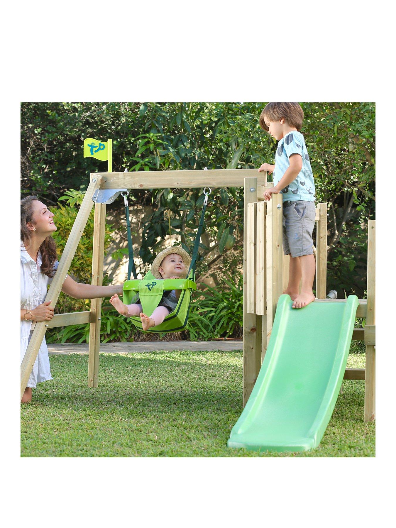 tp forest toddler wooden swing set & slide