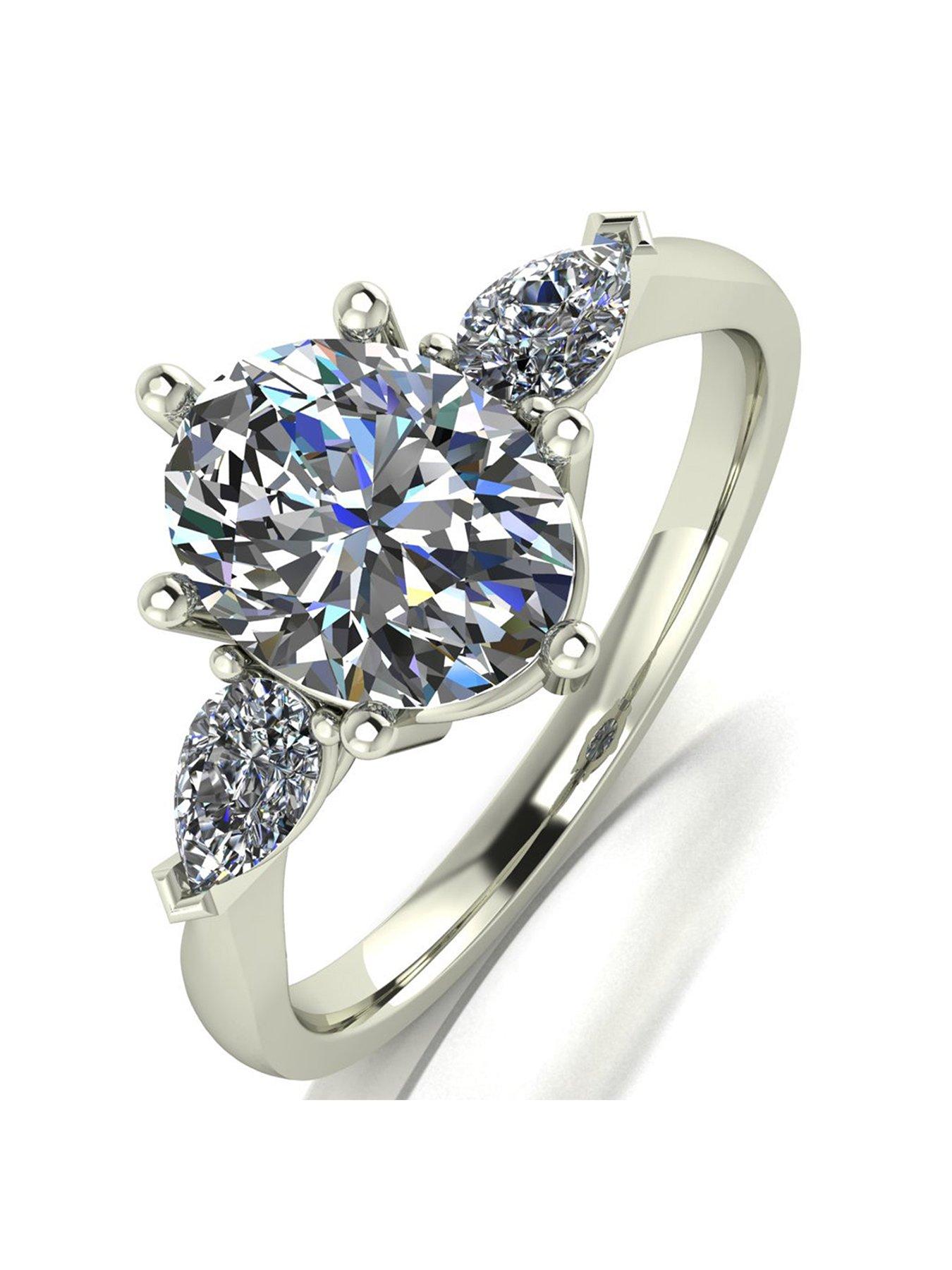 undefined 9ct Gold 2.5Ct Eq Total Oval And Pear Shaped Trilogy Ring