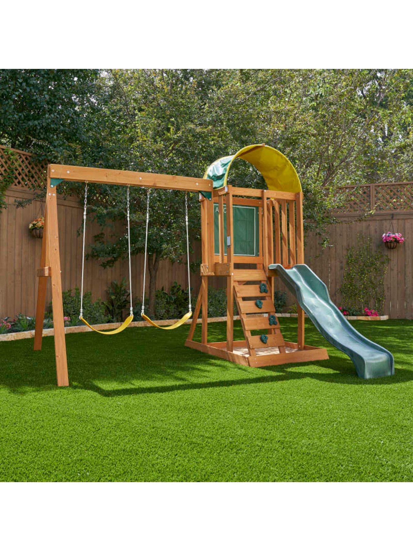 Outdoor wooden swing deals set