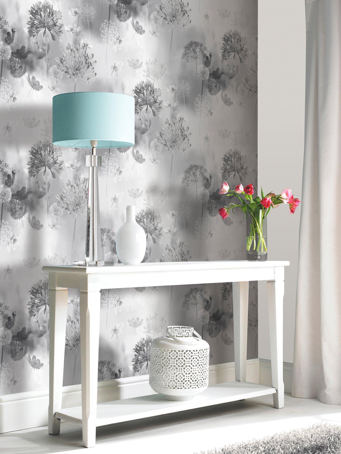 ARTHOUSE Spring Meadow Mono Wallpaper very.co.uk