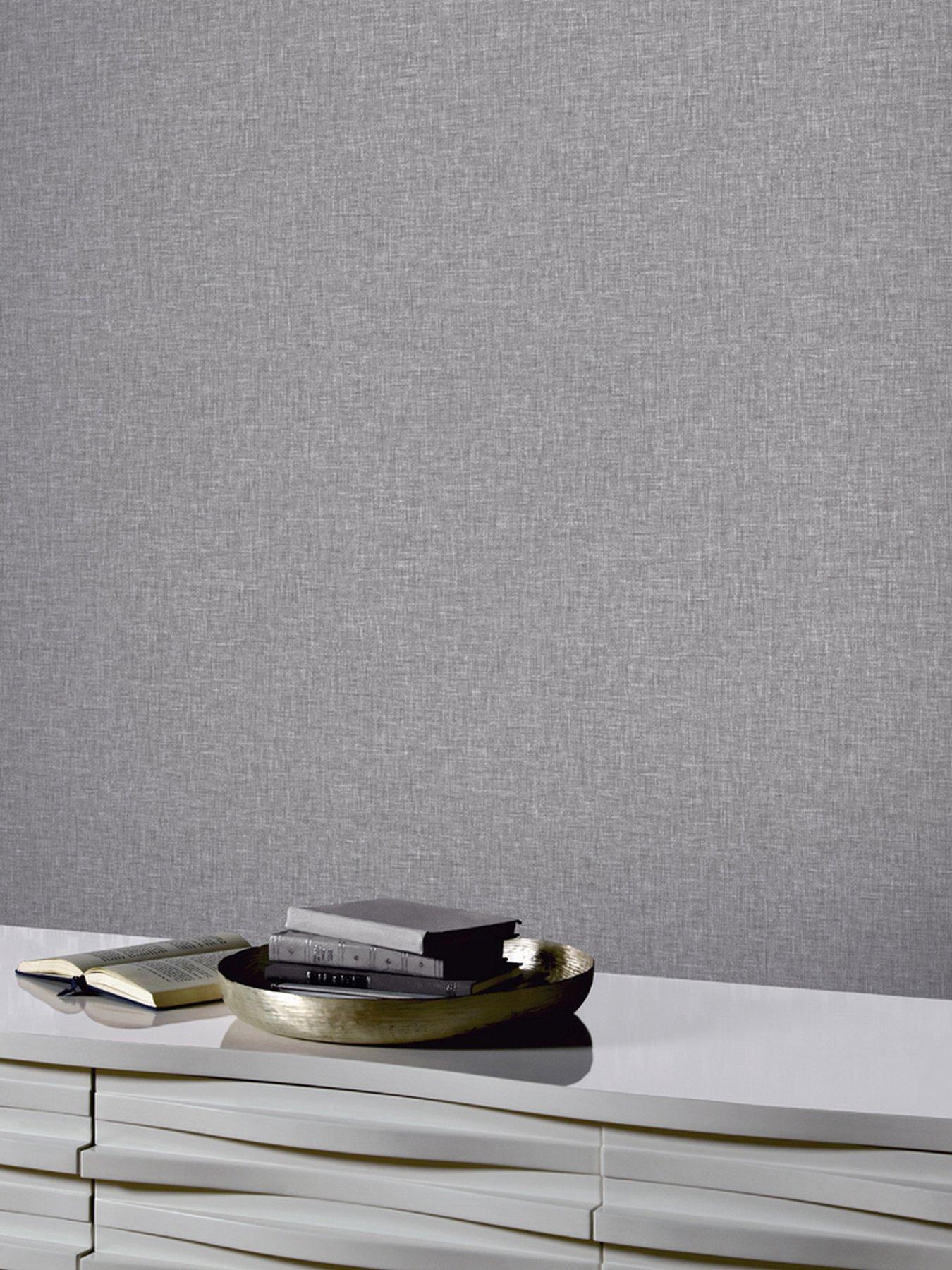 Product photograph of Arthouse Linen Texture Wallpaper - Mid Grey from very.co.uk