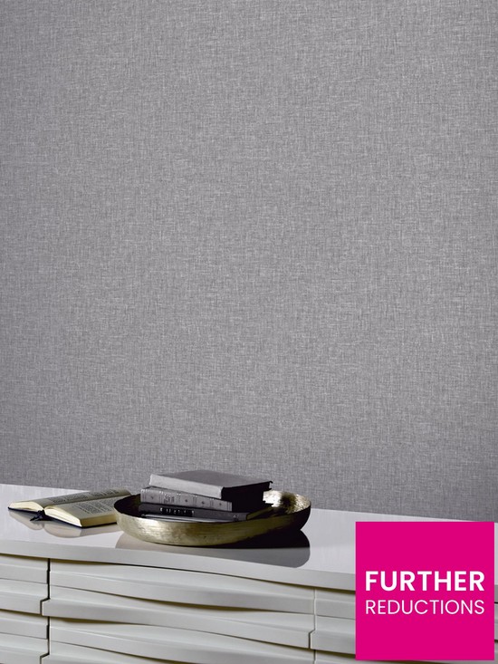 front image of arthouse-linen-texture-wallpaper-mid-grey