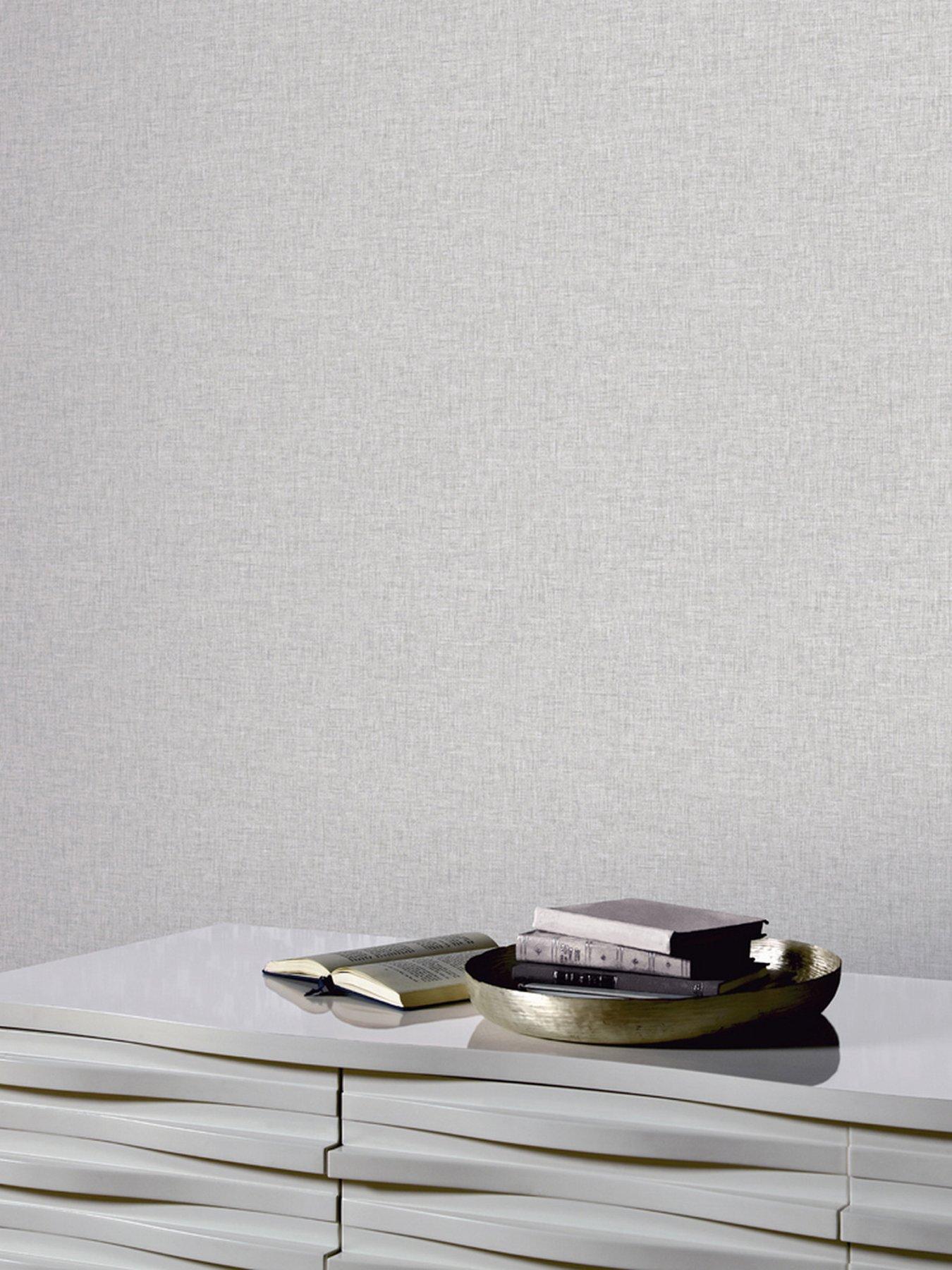 ARTHOUSE Linen Texture Grey Wallpaper