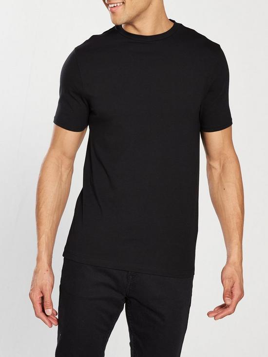 front image of river-island-black-short-sleeve-muscle-fit-crew-neck-t-shirt