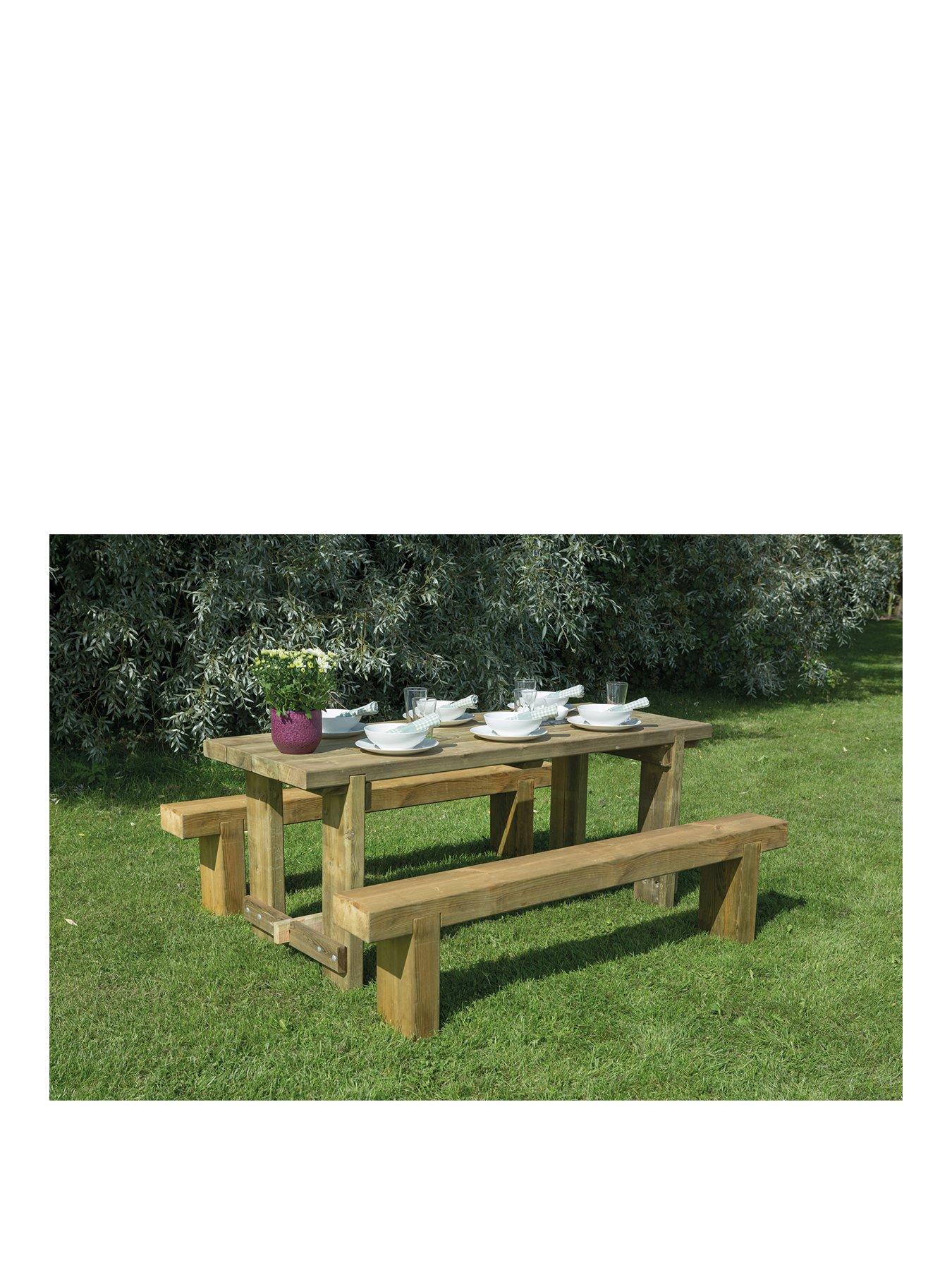 FOREST Refectory Garden Table and 2 Benches 1.8m very