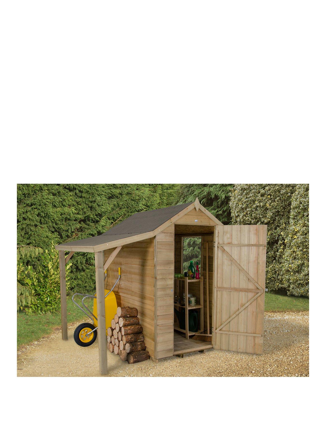 Forest 6 X 4ft Overlap Apex Shed With Window And Lean To Pressure