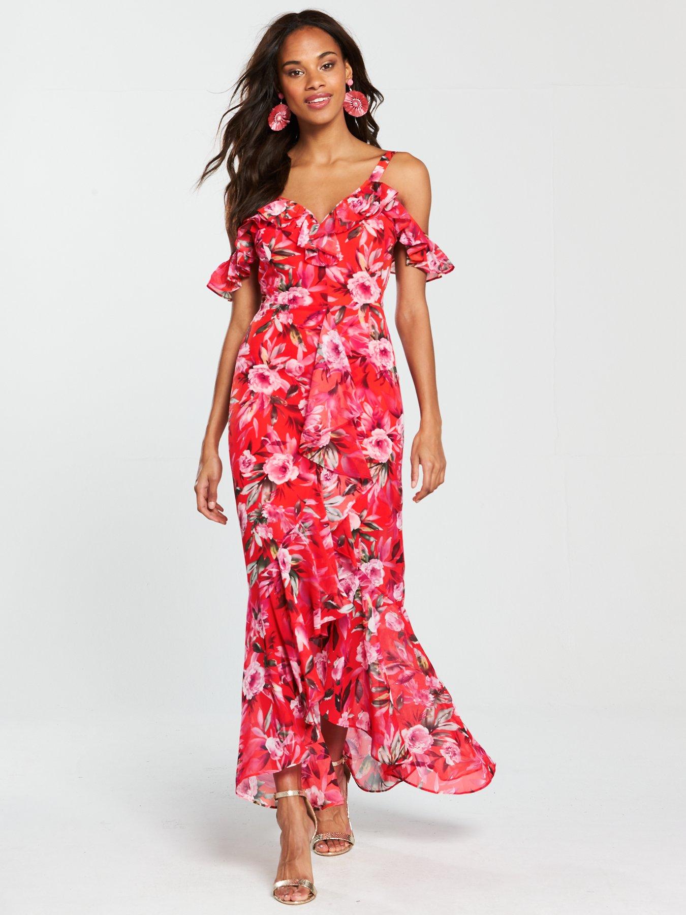 warehouse tulip frill maxi dress