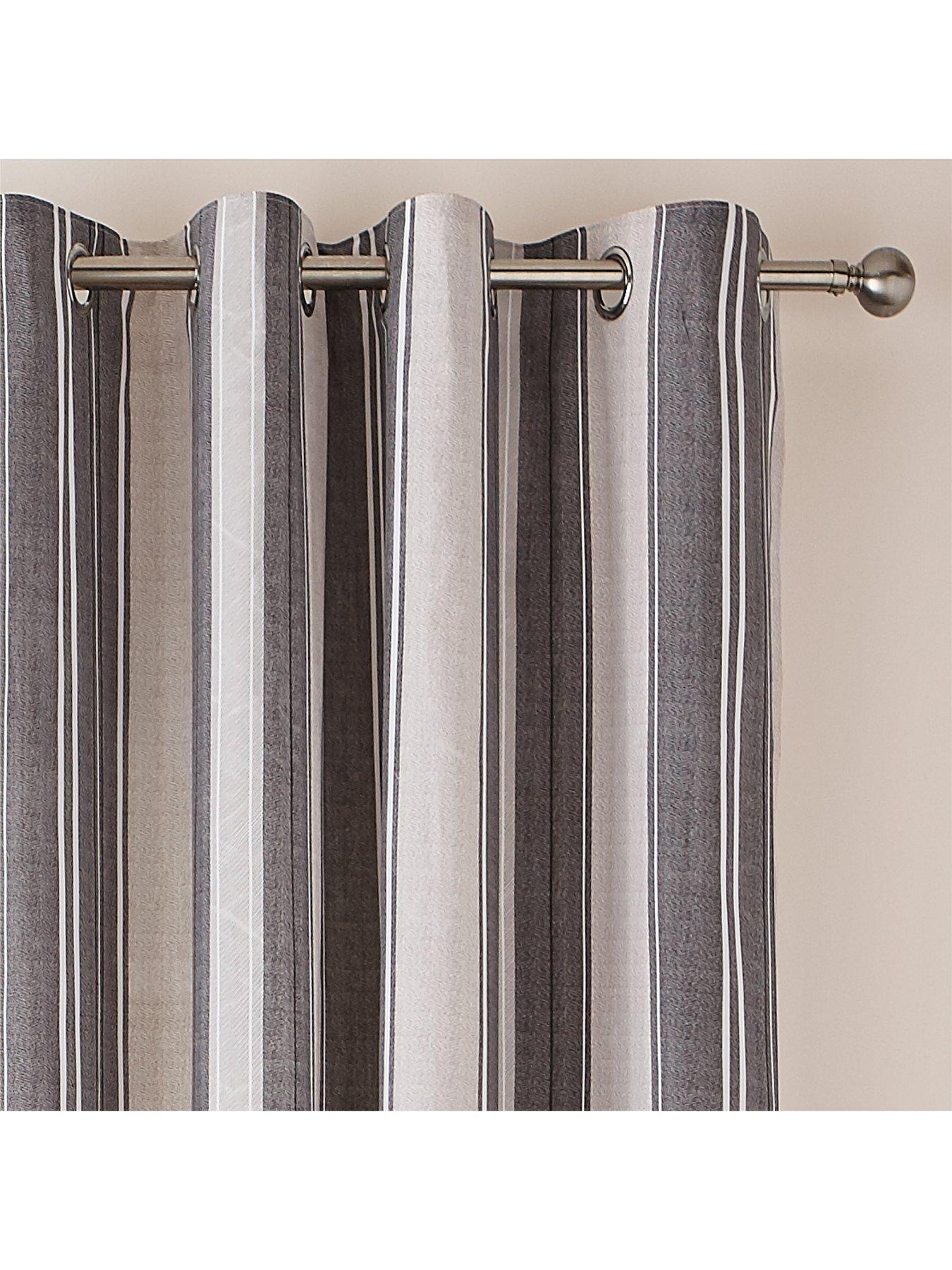 Catherine Lansfield Herringbone Stripe Lined Eyelet Curtains