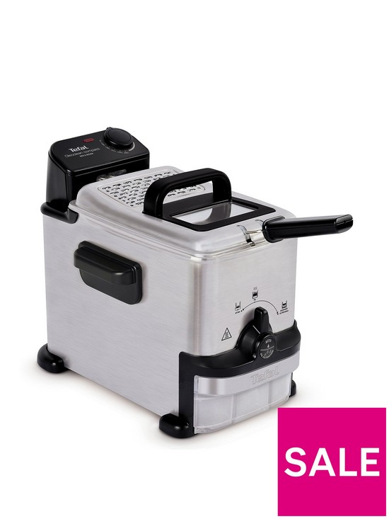 front image of tefal-oleoclean-compact-fr701640-2l-semi-professional-fryer-stainless-steel