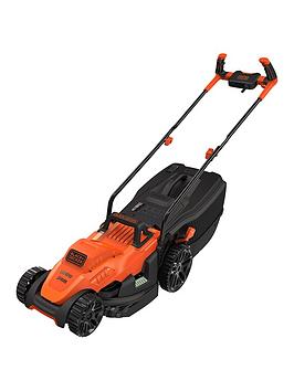 Product photograph of Black Decker 1400w 34 Cm Lawnmower With Bike Handle Controls from very.co.uk