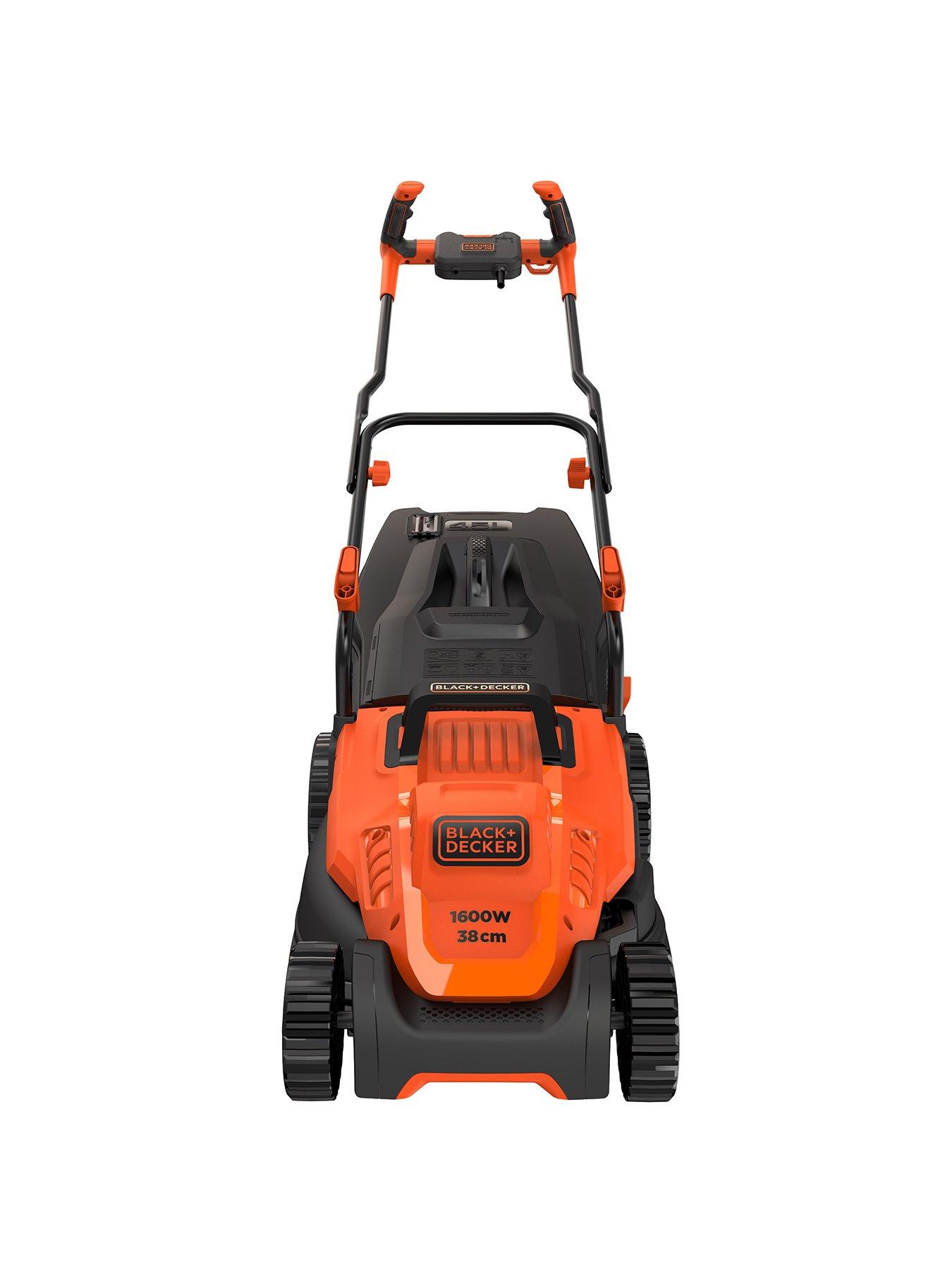 Black Decker 1600 watt 38cm Lawnmower with Bike Handle Controls Very