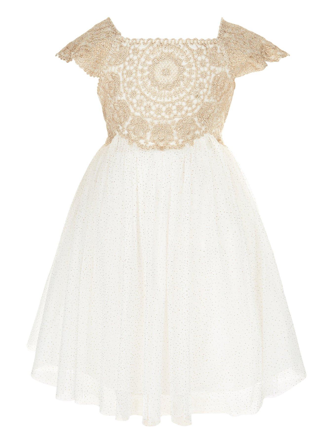 Monsoon Baby Estella Sparkle Dress - Gold | very.co.uk