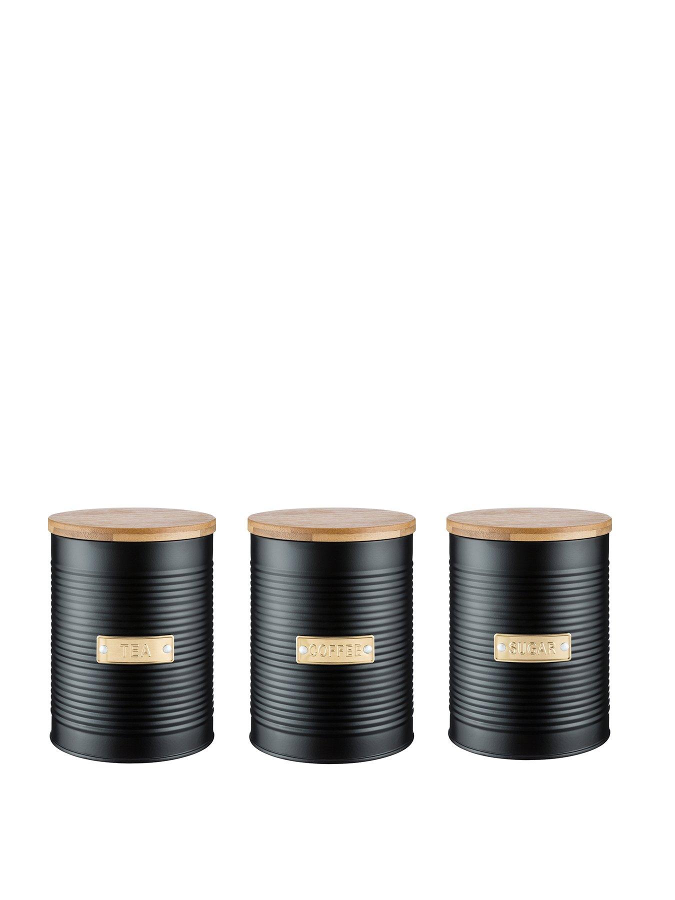 Product photograph of Typhoon Otto Black Tea Coffee And Sugar Storage Canisters from very.co.uk