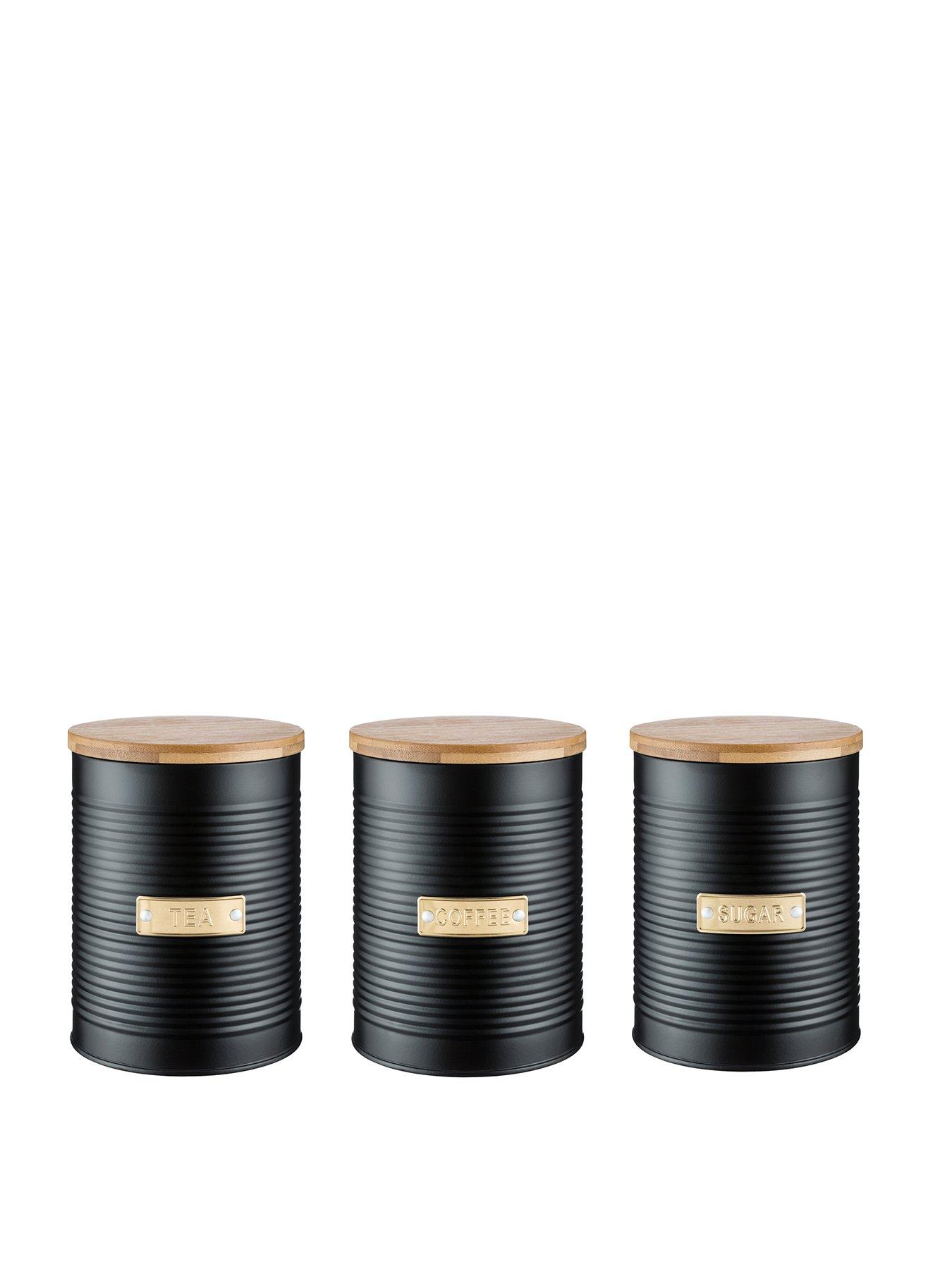 Copper and black tea coffee store sugar canisters