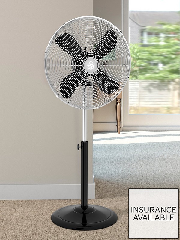 Swan SFA12610BN 3 Speed Settings Oscillation and Tilt Function Retro 16 Inch Stand Fan with Metal Blades Low Noise Black 