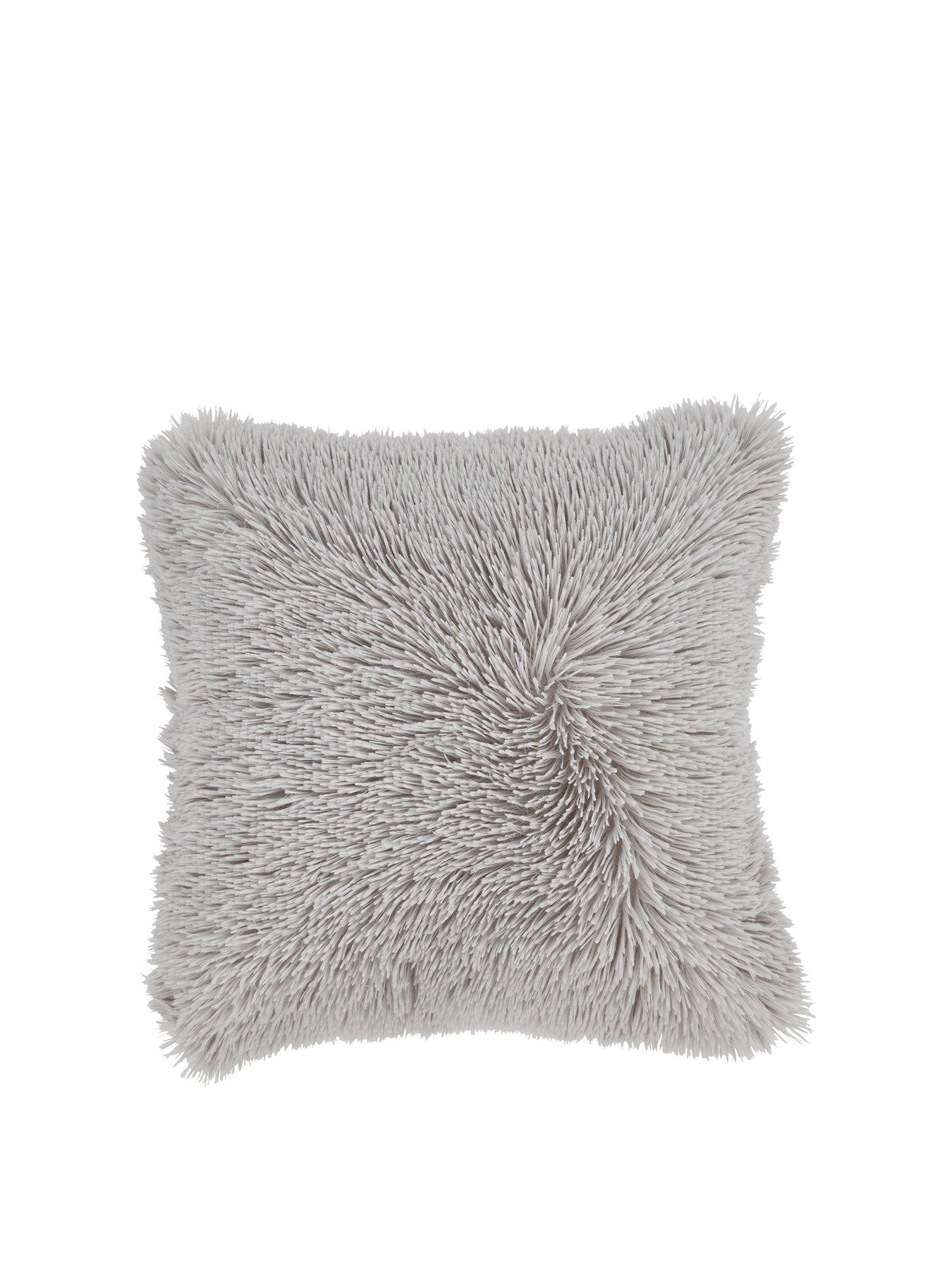 43x43cm Cushion Cover 4 x Long Pile Super Soft & Cuddly Shaggy Faux Fur Silver 