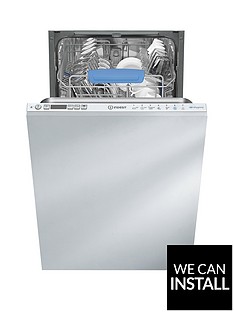 Indesit DISR57M96ZUK 10-Place Slimline Integrated Dishwasher with Optional Installation - White