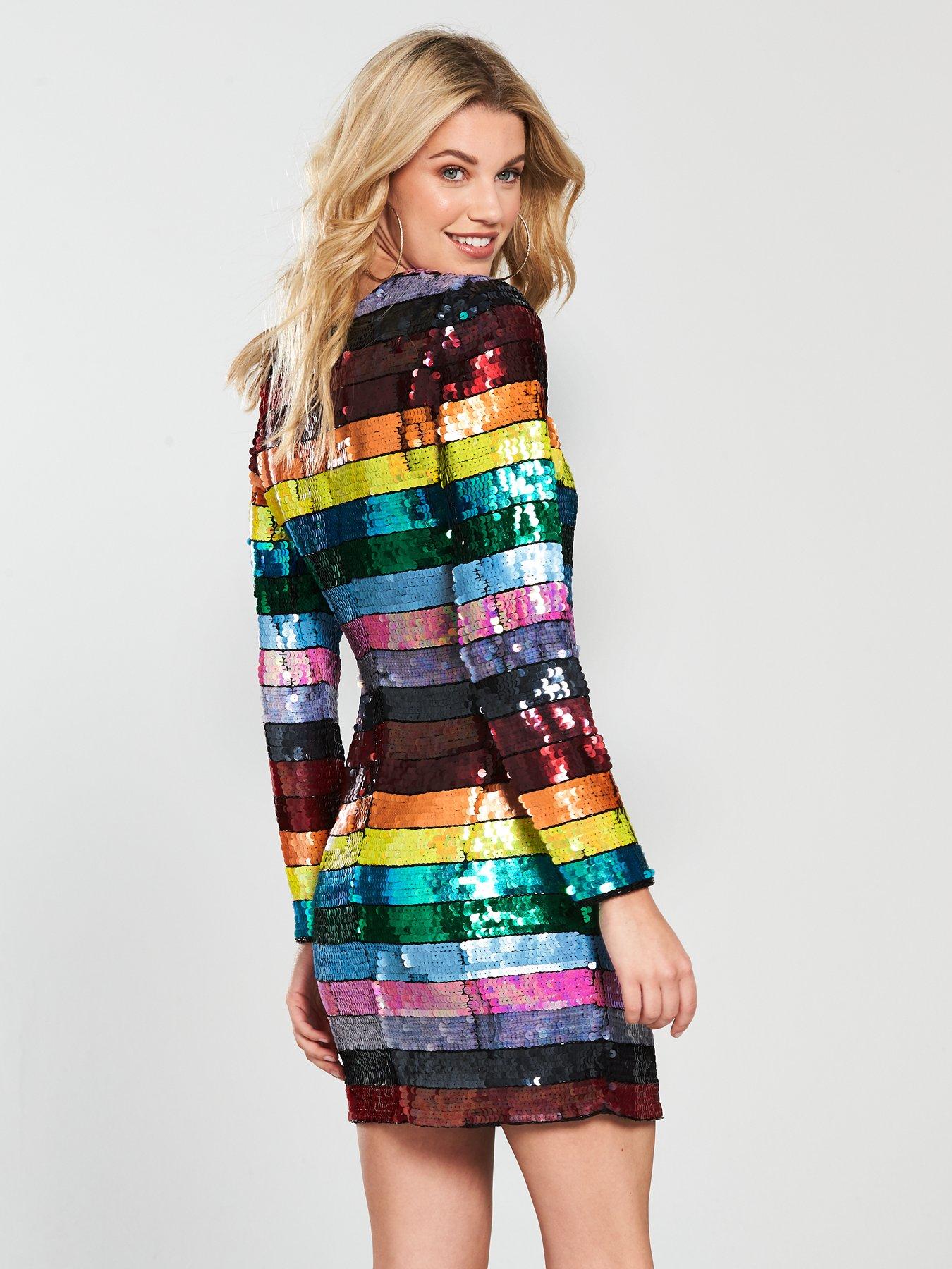 multi coloured sequin dress uk