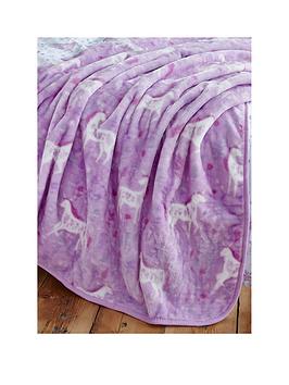 Product photograph of Catherine Lansfield Folk Unicorn Throw - Pink from very.co.uk