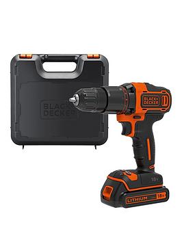 Product photograph of Black Decker 18v Lithium-ion 2 Gear Hammer Drill With Kit Box from very.co.uk