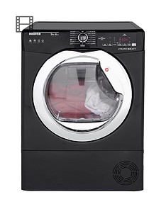 Hoover Dynamic Next DXH9A2TCEB 9kg Load, Aquavision, Heat Pump Tumble Dryer with One Touch - Black/Chrome